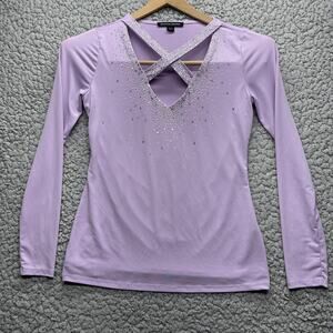Boston Proper Embellished Strappy Keyhole Top Womens Small Lavender Purple